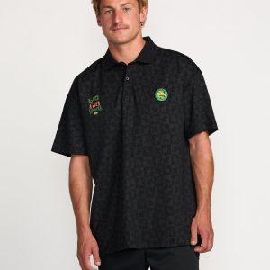 Billabong x Mami Wata Black Star Surf Club Short Sleeve Polo Shirt - Black