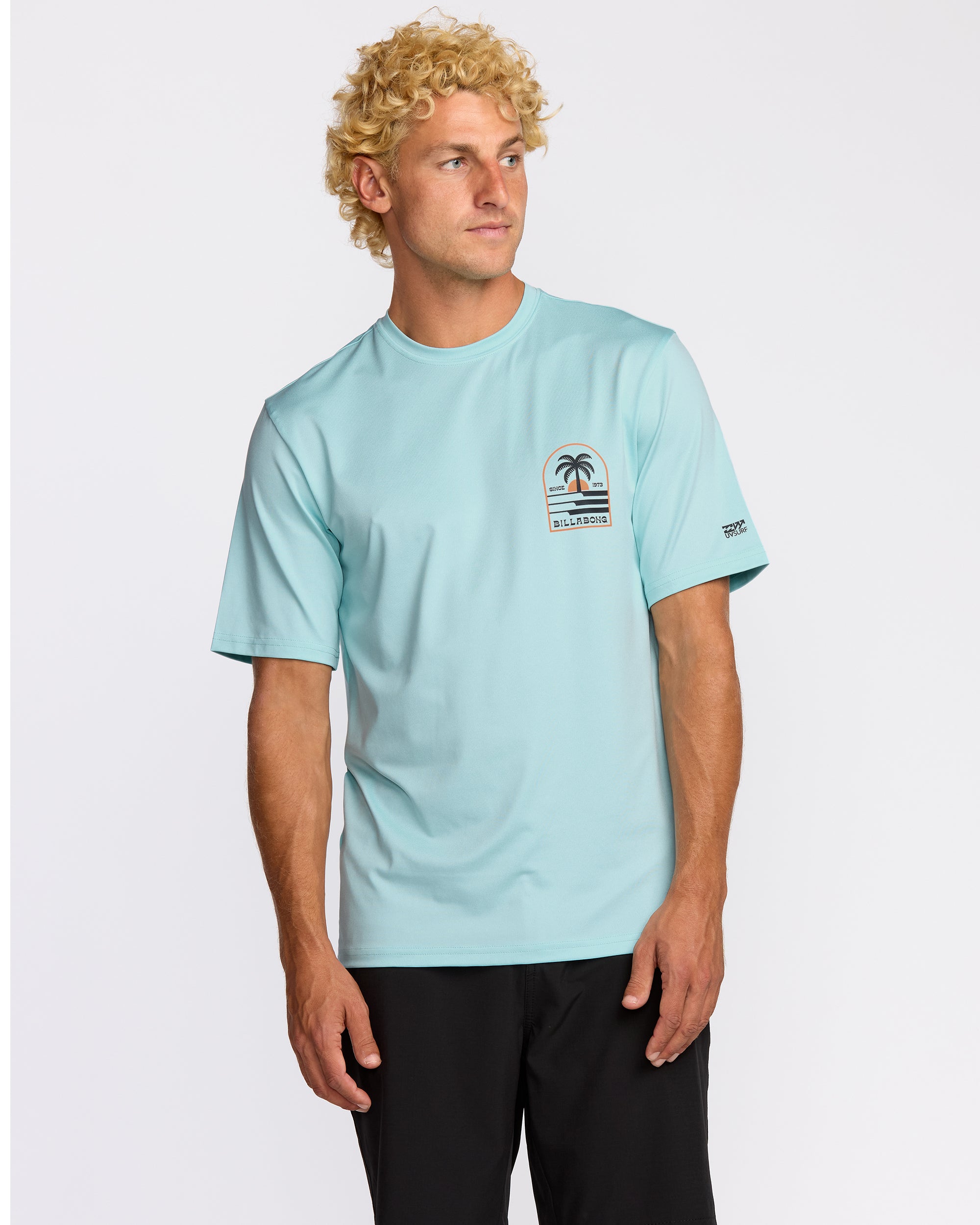 Portal Loose Fit Short Sleeve Surf Short Sleeve T-Shirt - Light Blue Heather