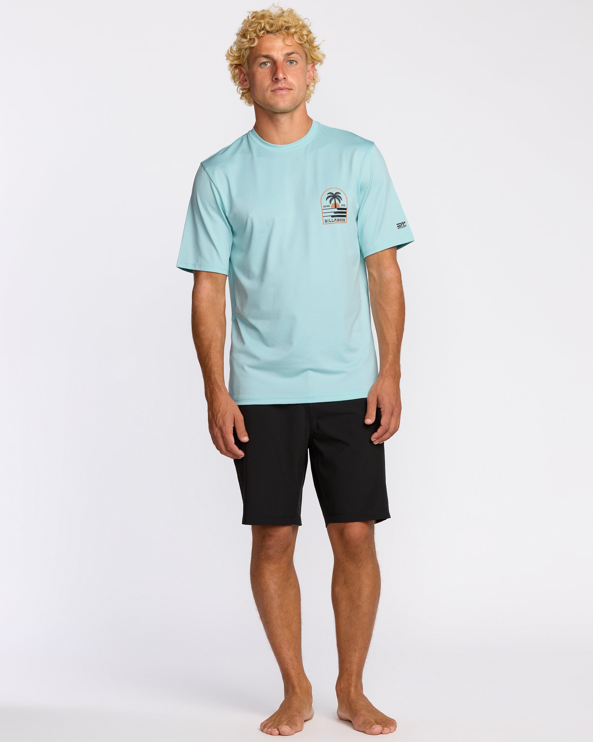 Portal Loose Fit Short Sleeve Surf Short Sleeve T-Shirt - Light Blue Heather - Image 4