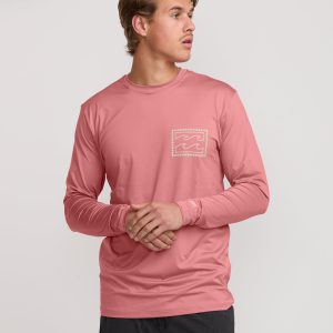 Crayon Wave Loose Fit Long Sleeve Surf Tee - Dusty Pink