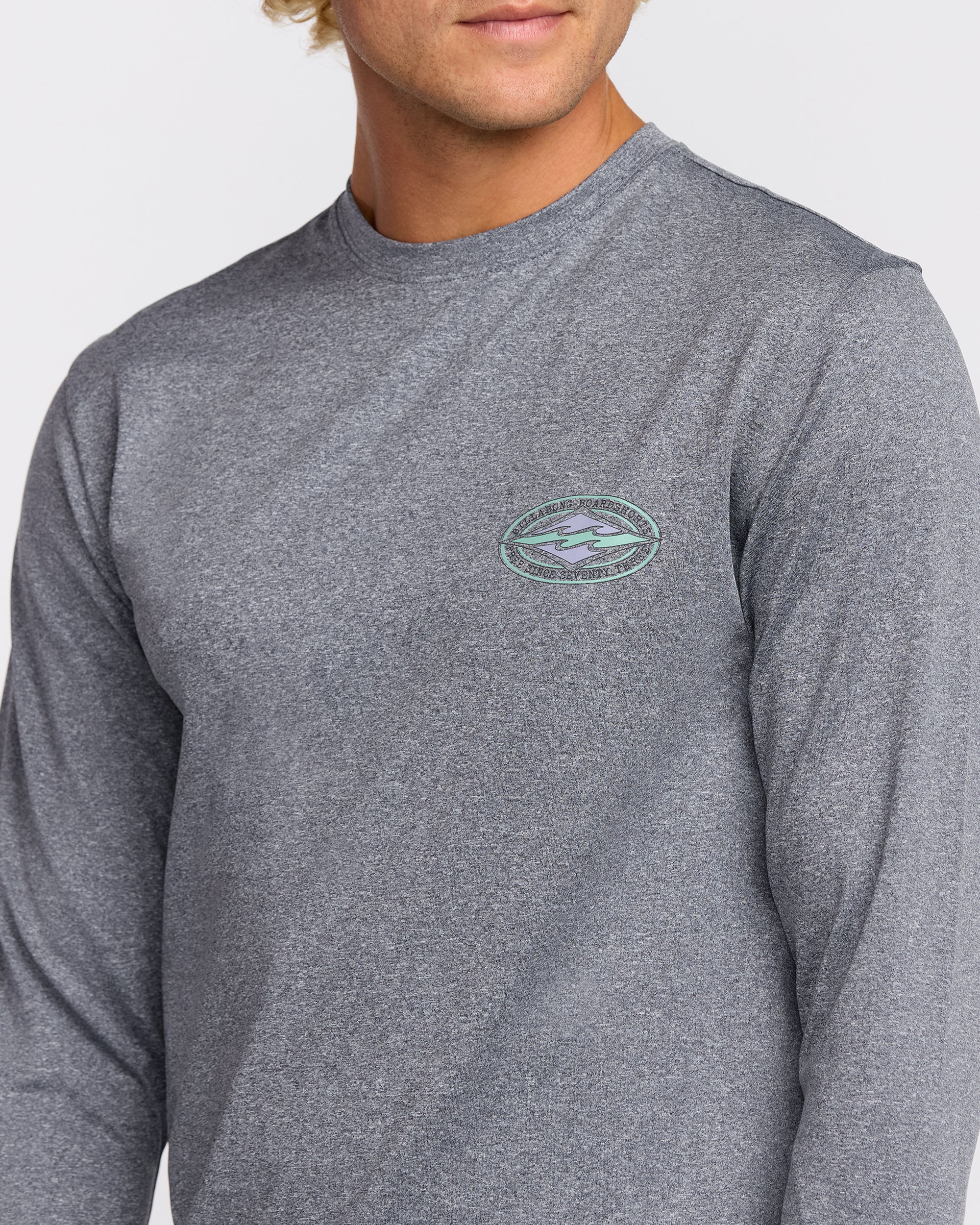 Diamond Vision Loose Fit Long Sleeve Surf T-Shirt - Grey Htr - Image 5