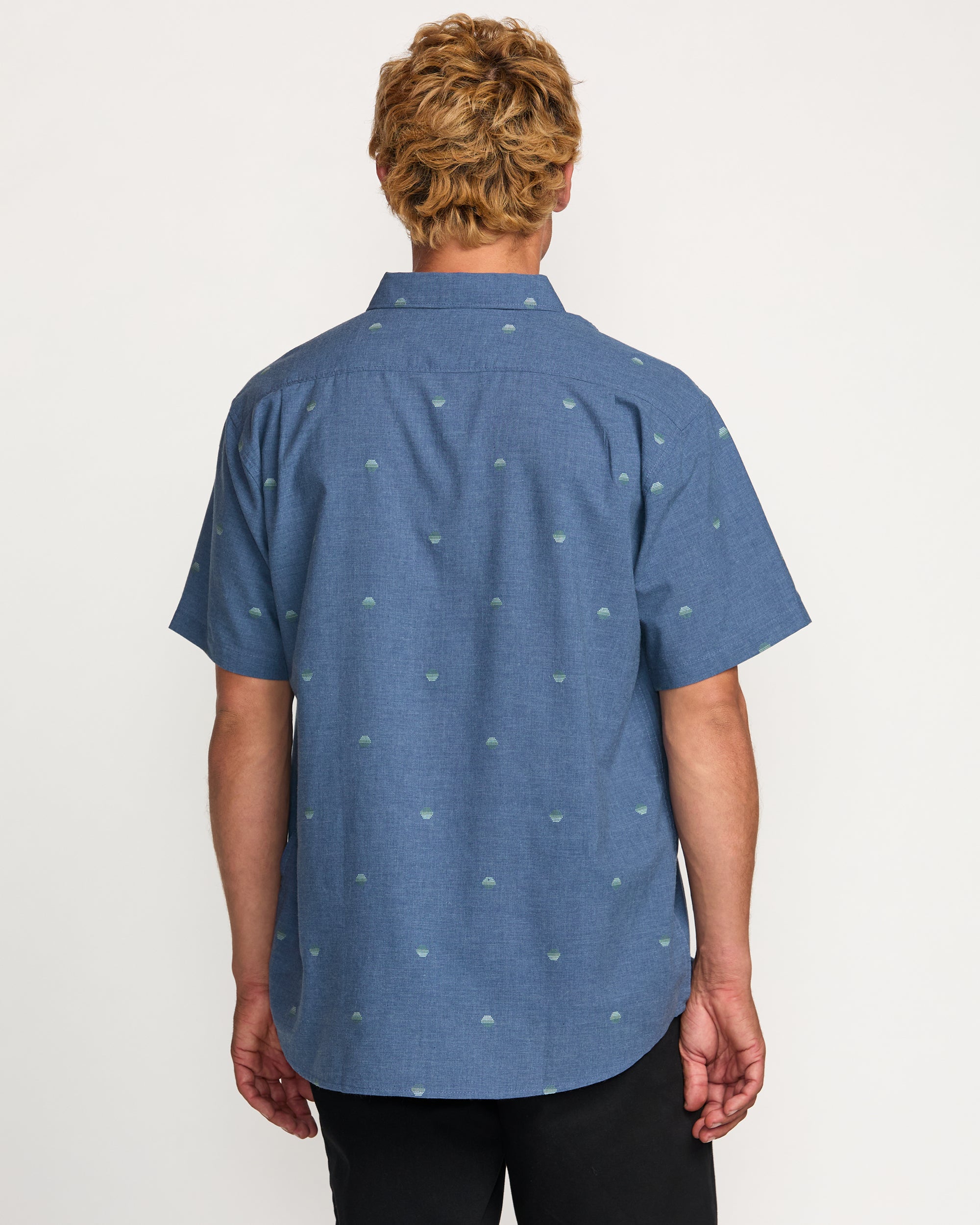 All Day Jacquard Short Sleeve Shirt - Deep Blue - Image 2