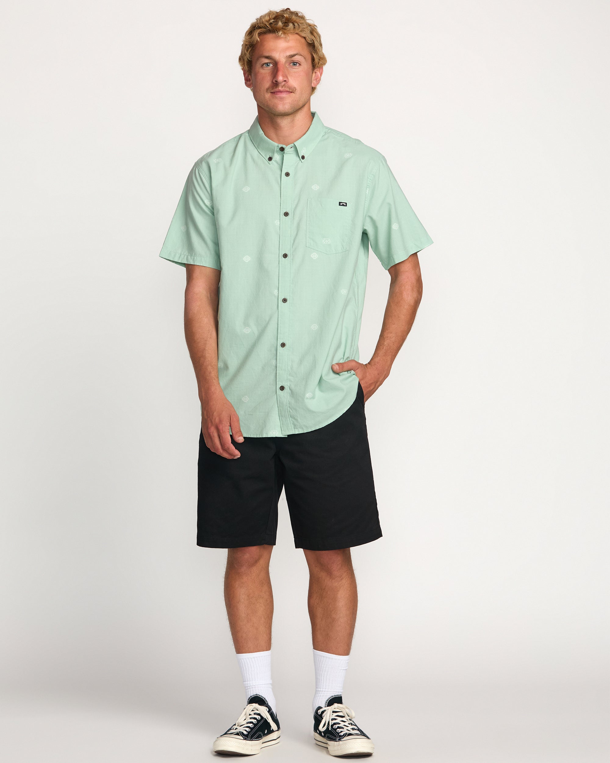 All Day Jacquard Short Sleeve Shirt - Seafoam - Image 5