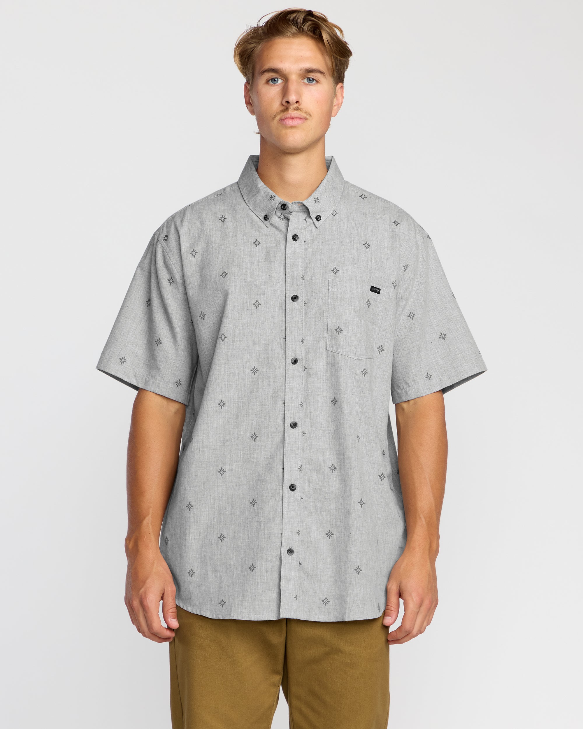 All Day Jacquard Short Sleeve Shirt - Silver