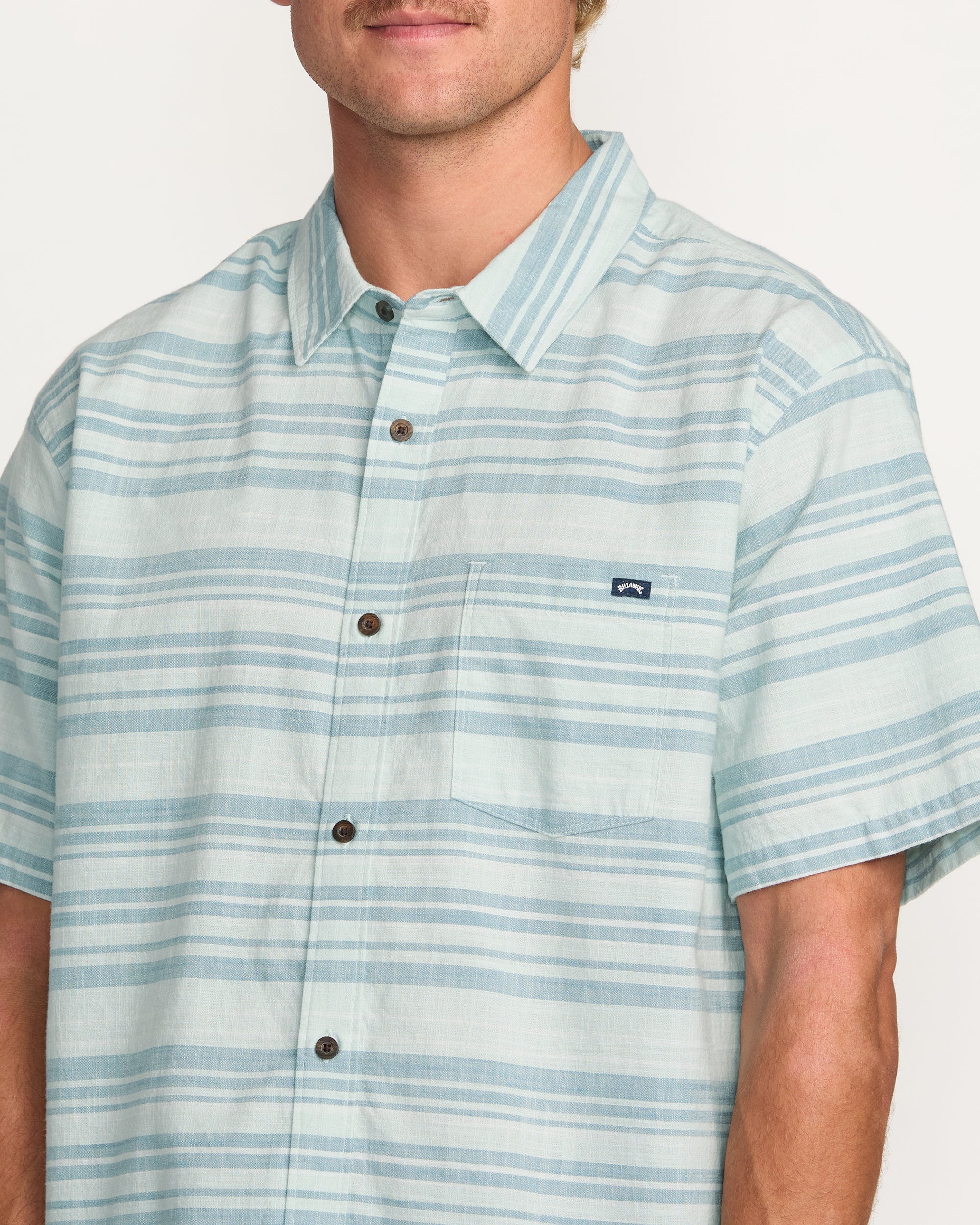 All Day Stripe Short Sleeve Shirt - Ash Blue - Image 7