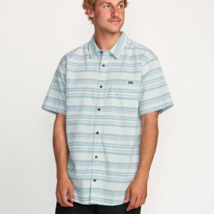 All Day Stripe Short Sleeve Shirt - Ash Blue