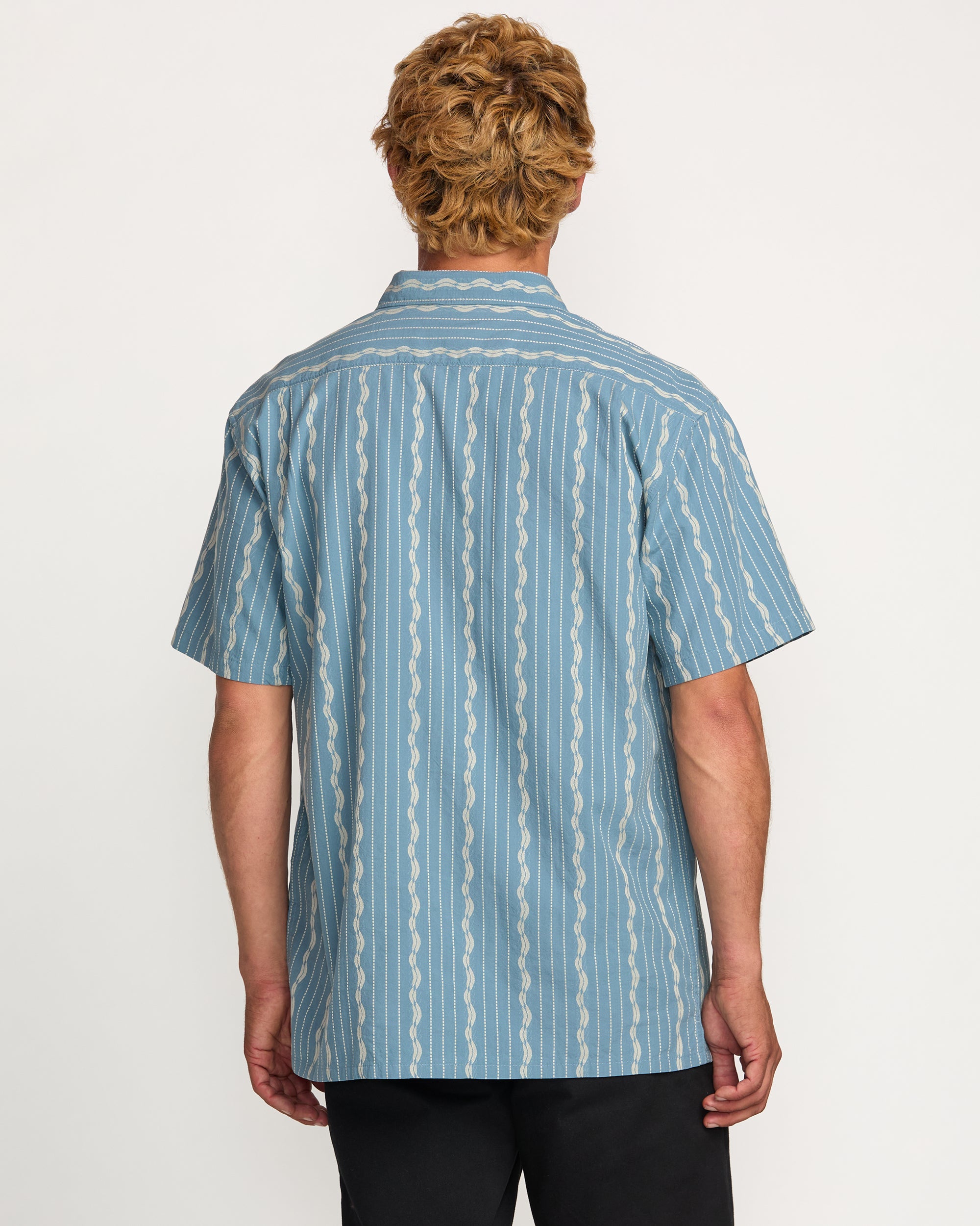 Sundays Jacquard Short Sleeve Shirt - Carolina Blue - Image 2