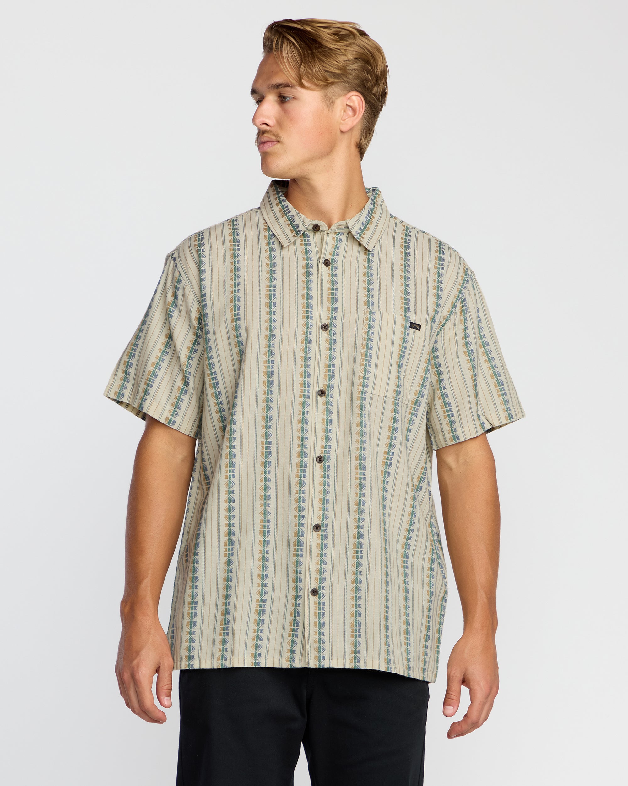 Sundays Jacquard Short Sleeve Shirt - Cream - Image 2