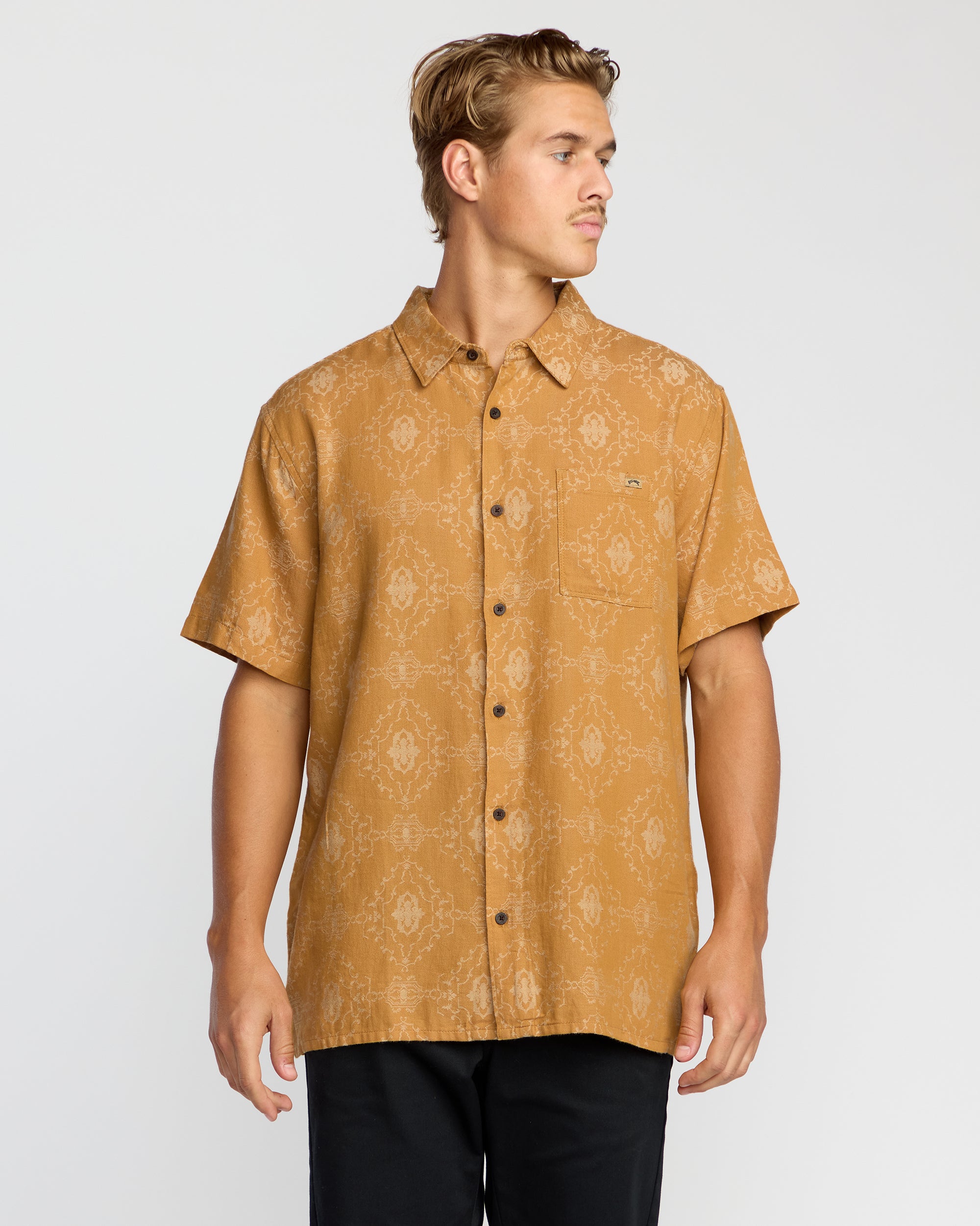 Sundays Jacquard Short Sleeve Shirt - Golden Haze - Image 2