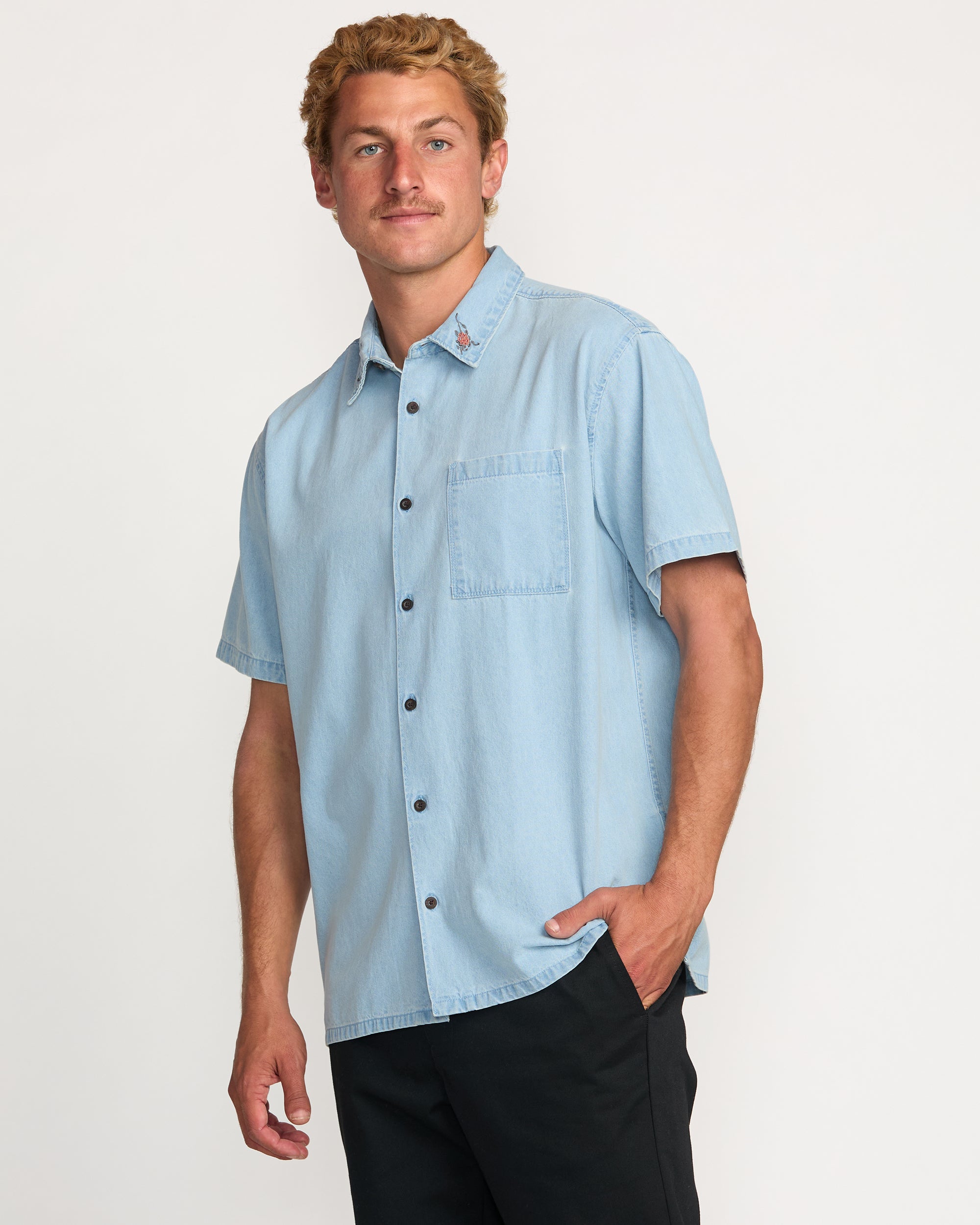 Occy Short Sleeve Shirt - Cloud Blue - Image 7