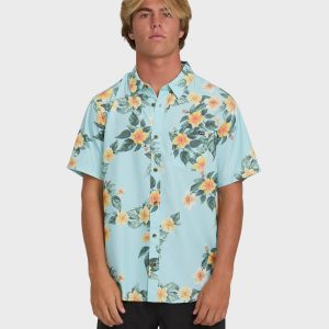 Sundays Lounge Short Sleeve Shirt - Dusty Blue