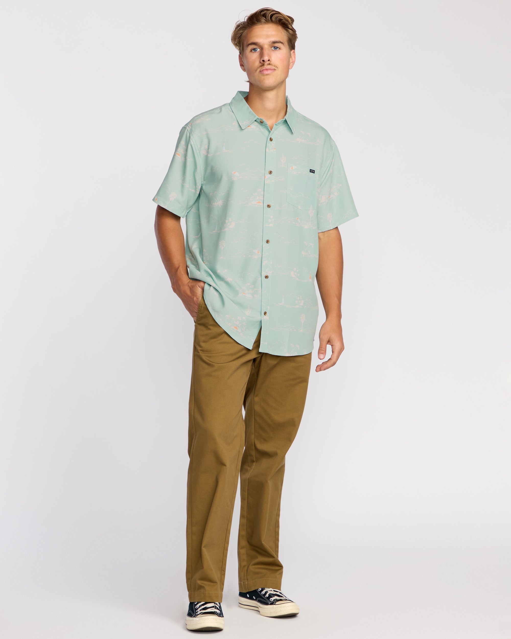 Sundays Lounge Short Sleeve Shirt - Green Ash - Image 4