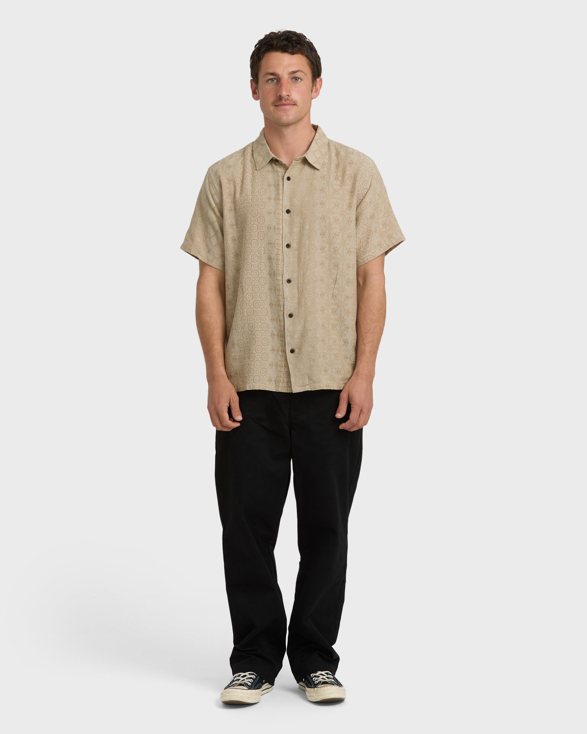 Needle Garage Jacquard Short Sleeve Shirt - Bone - Image 4