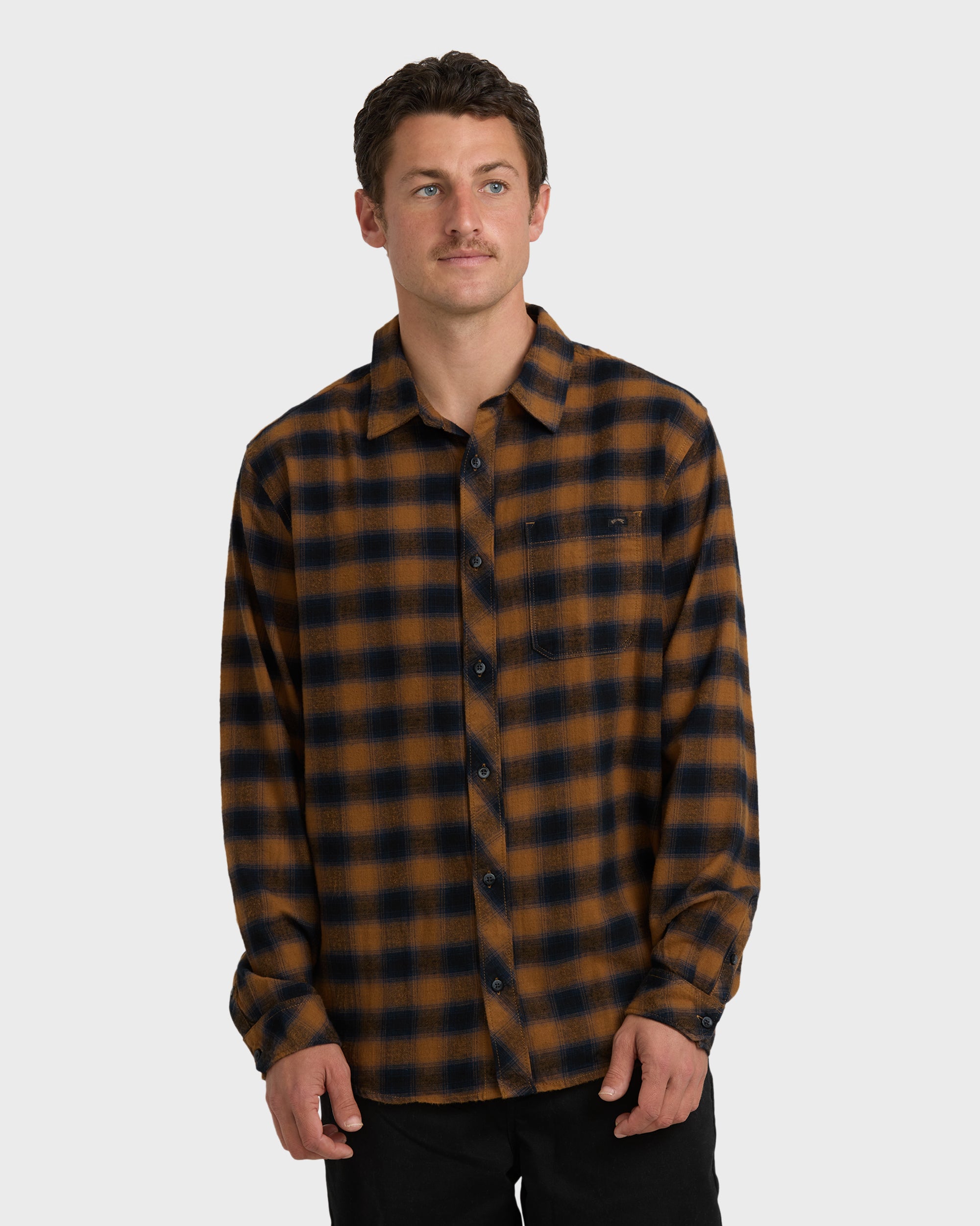 Coastline Long Sleeve Flannel Shirt - Tobacco