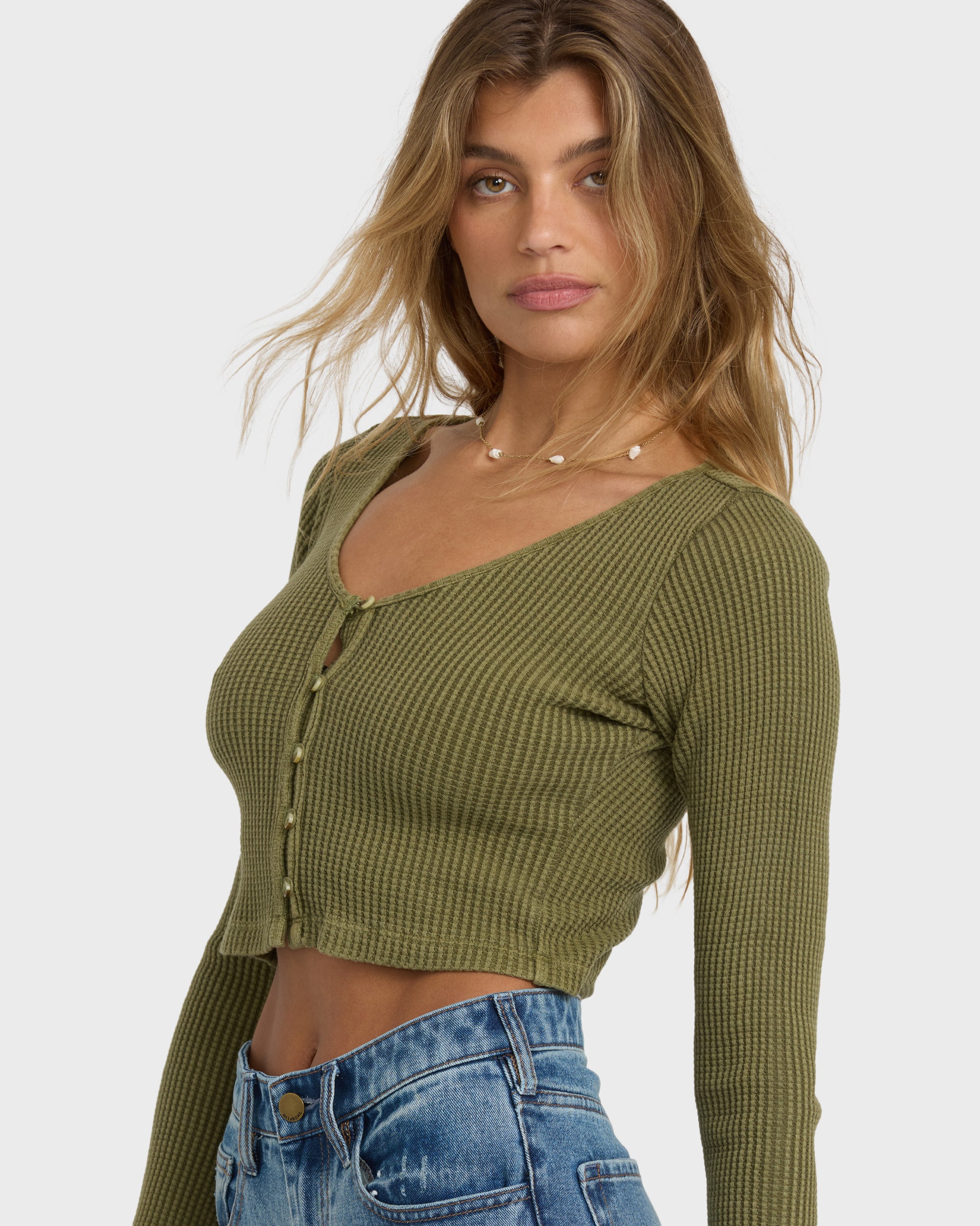 Paxton Long Sleeve Top - Martini Olive - Image 2