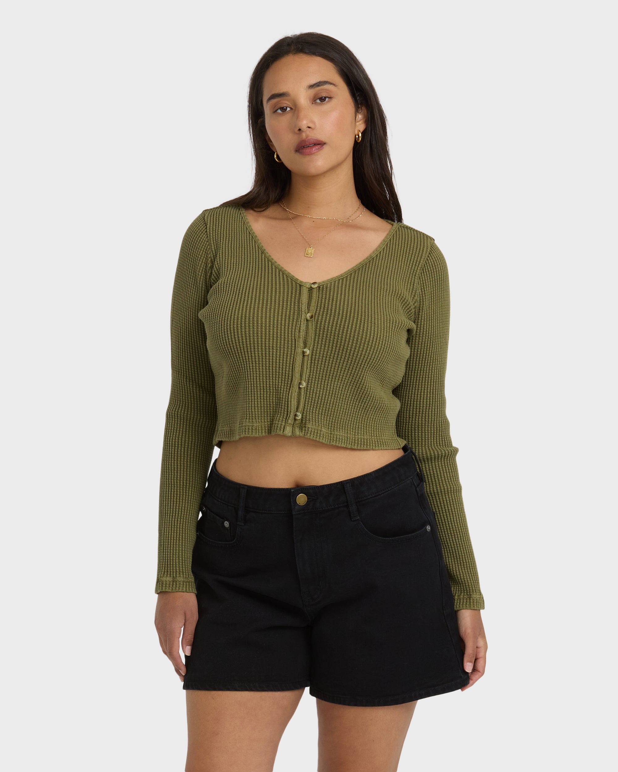 Paxton Long Sleeve Top - Martini Olive - Image 6
