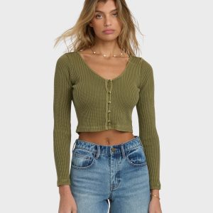 Paxton Long Sleeve Top - Martini Olive