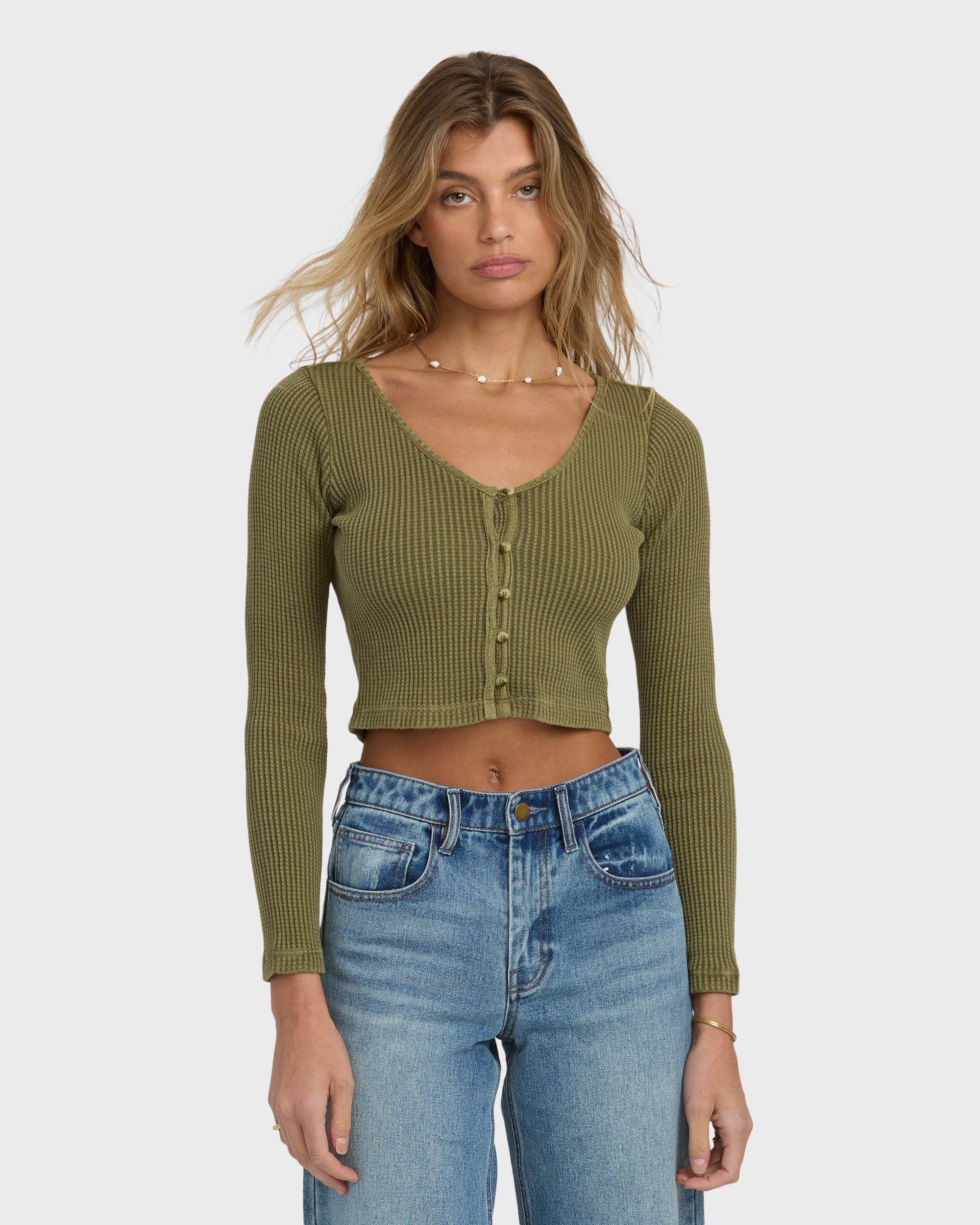 Paxton Long Sleeve Top - Martini Olive
