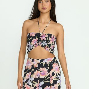 Summer Sunshine Crop Top - Black Multi
