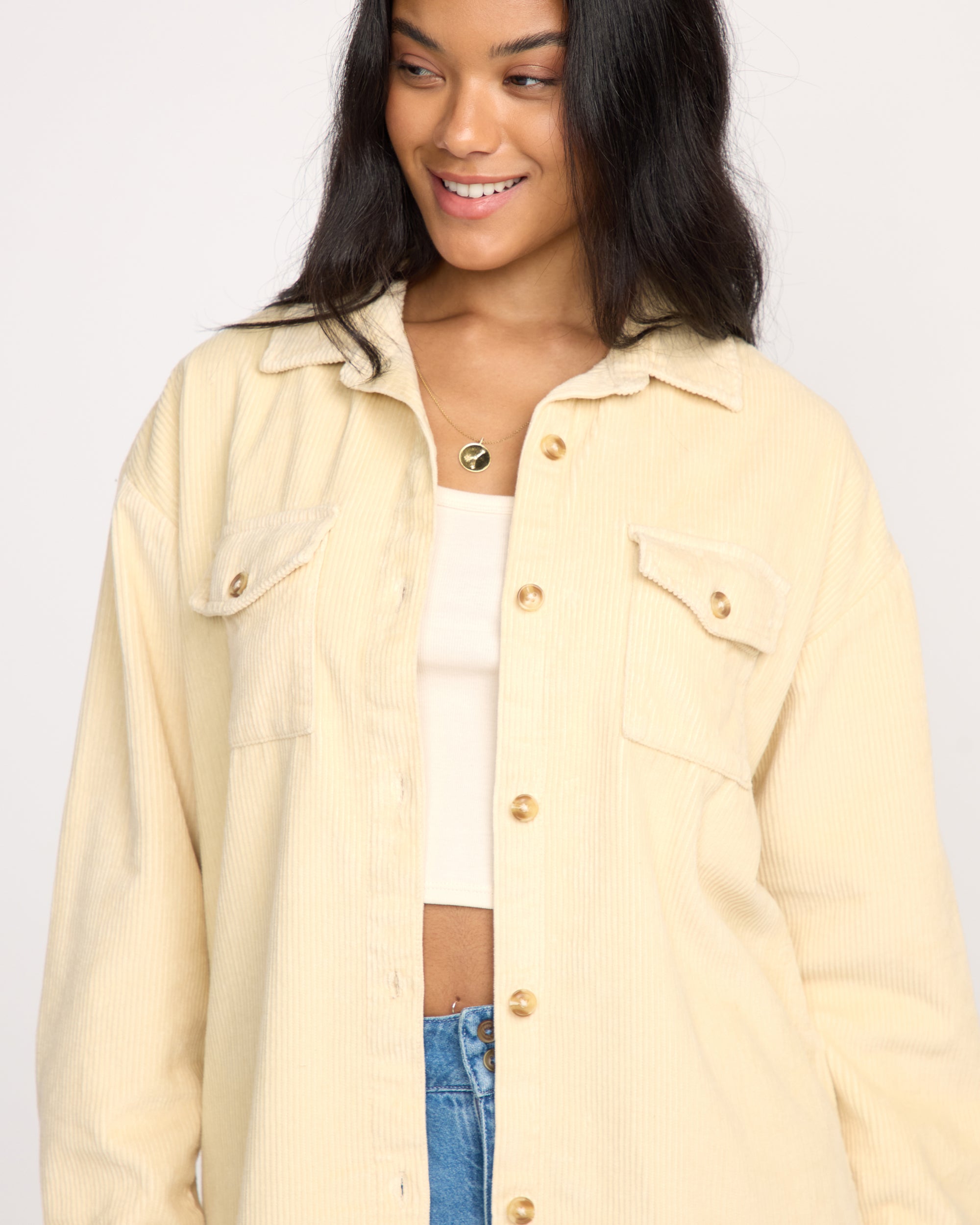 Fadeaway Long Sleeve Shacket - Whitecap - Image 2