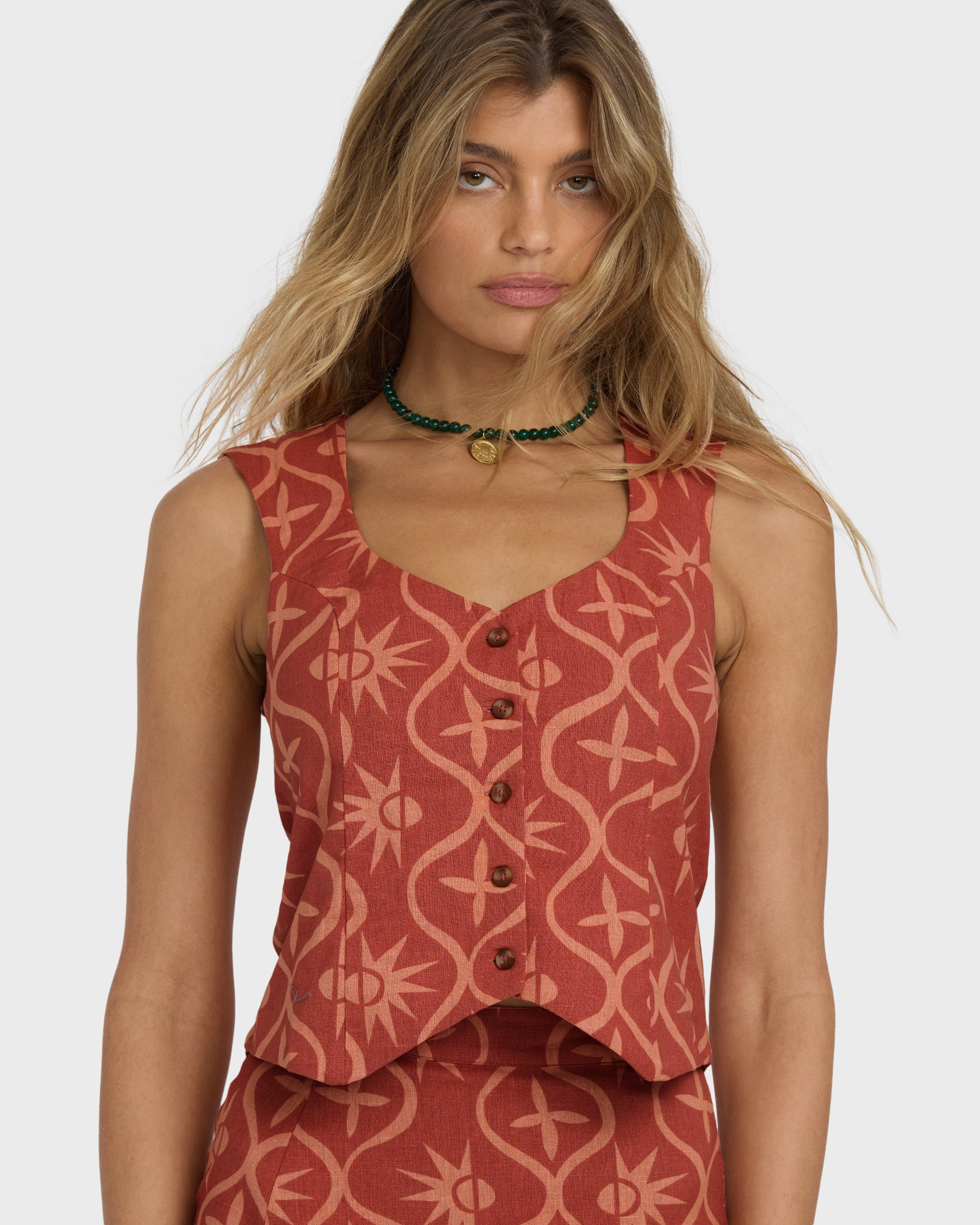 Sunny Waves Vest - Dark Coral - Image 2