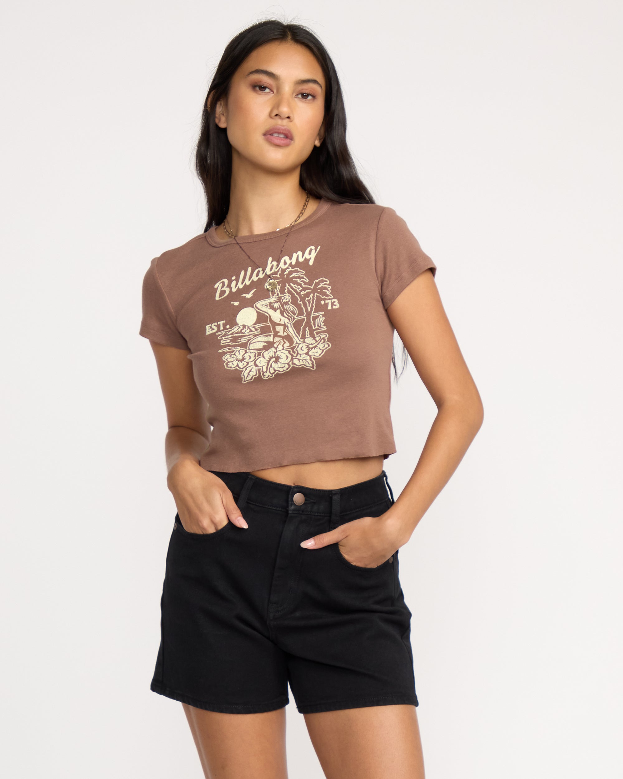 Tropic Happenings Short Sleeve T-Shirt - Espresso