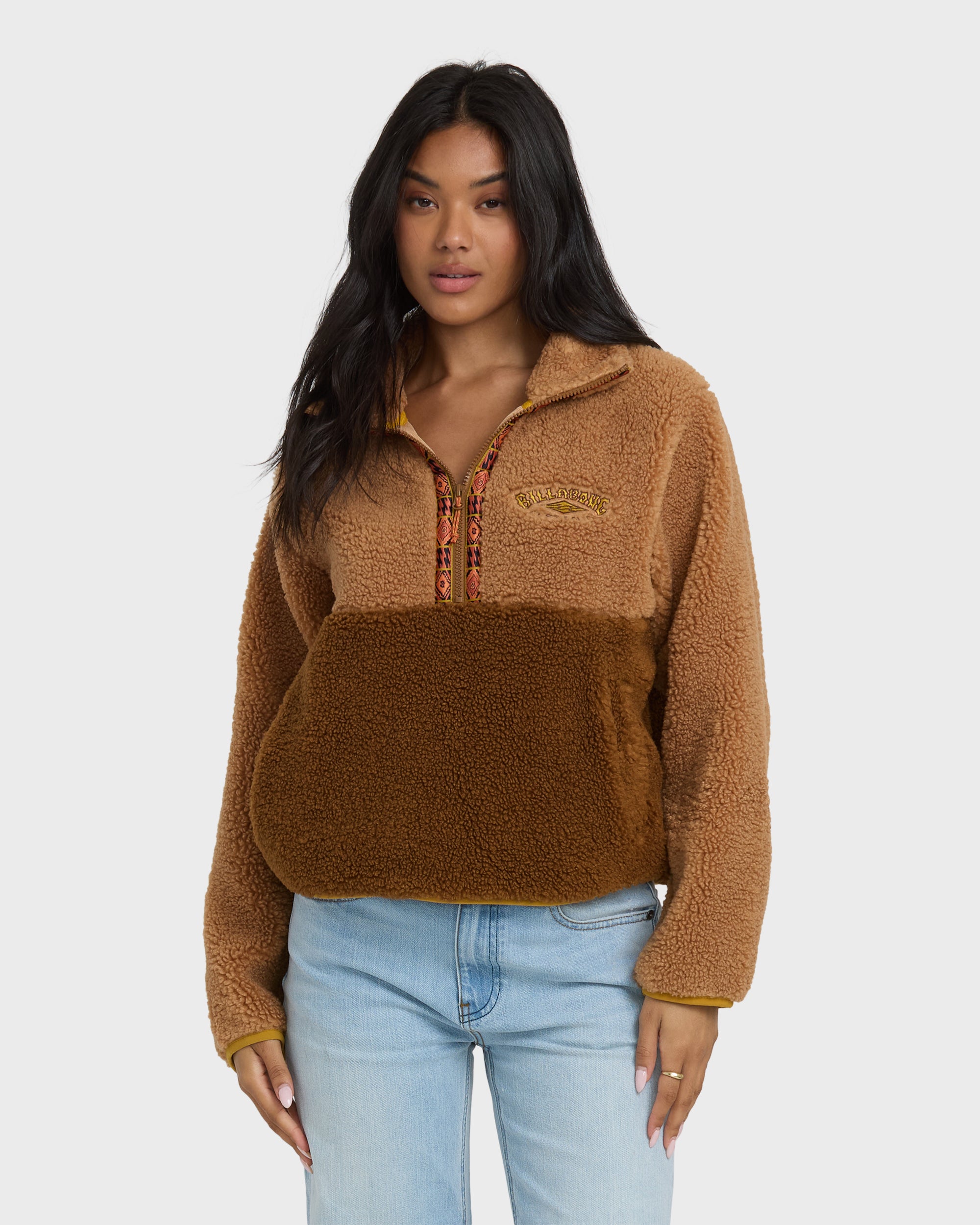 Horizon Mock Neck Half Zip Sweatshirt - Truffle