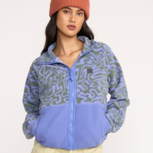 Rock Jetty Mock Neck Zip Sweatshirt - Iris