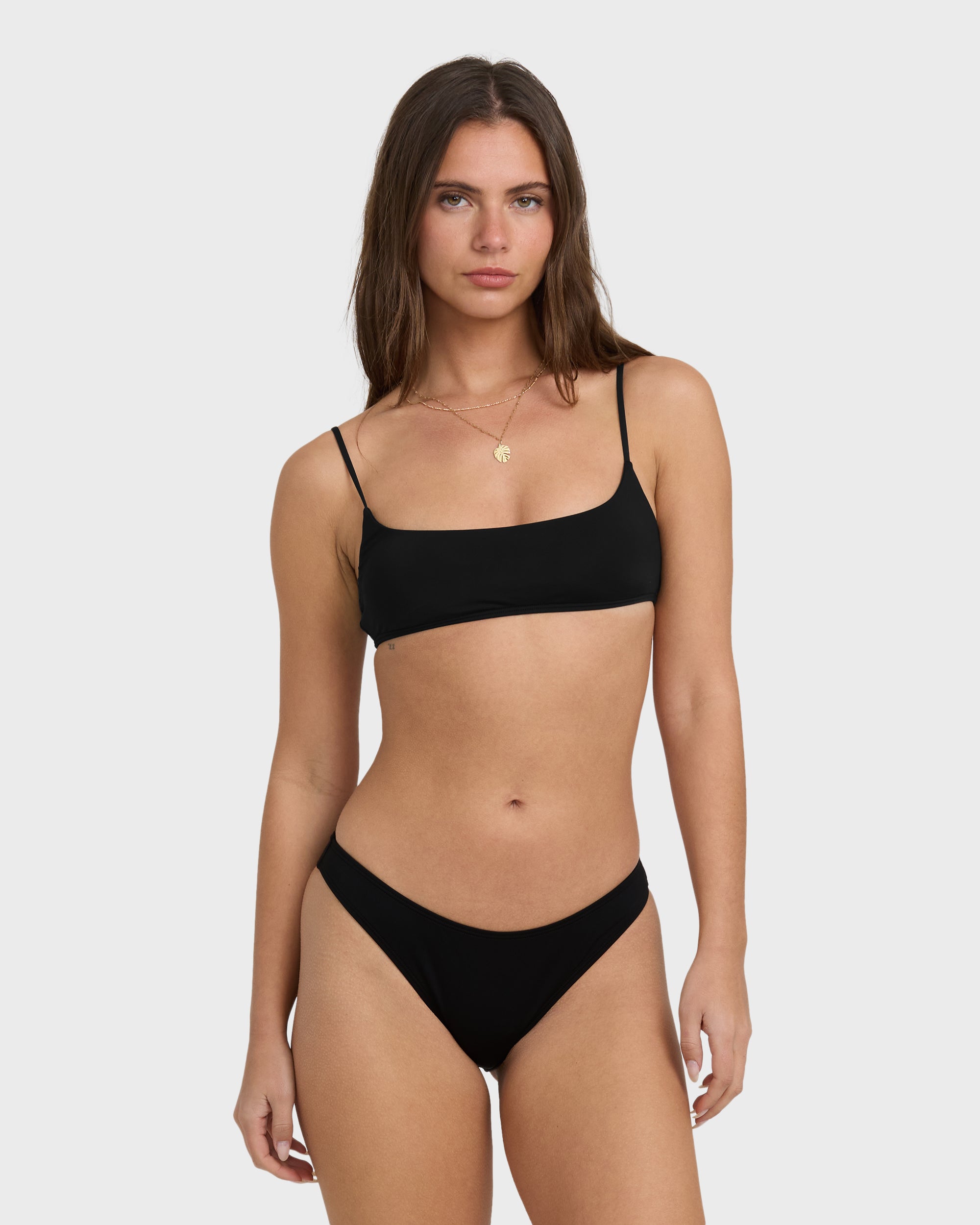 Sol Searcher Jaclyn Crop Bikini Top - Black Pebble