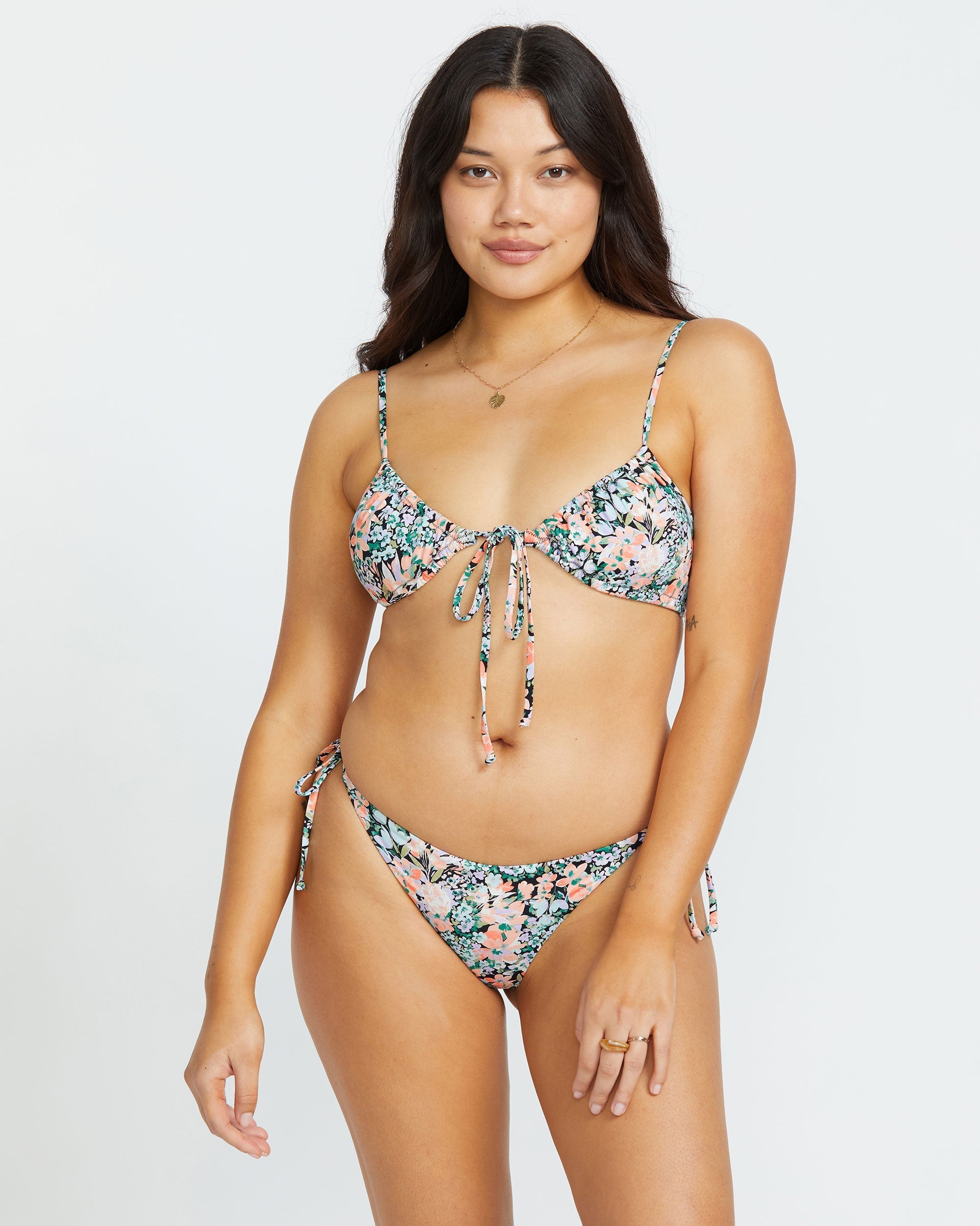 Sweet Fields Tie Side Tanga Bikini Bottom - Multi - Image 2