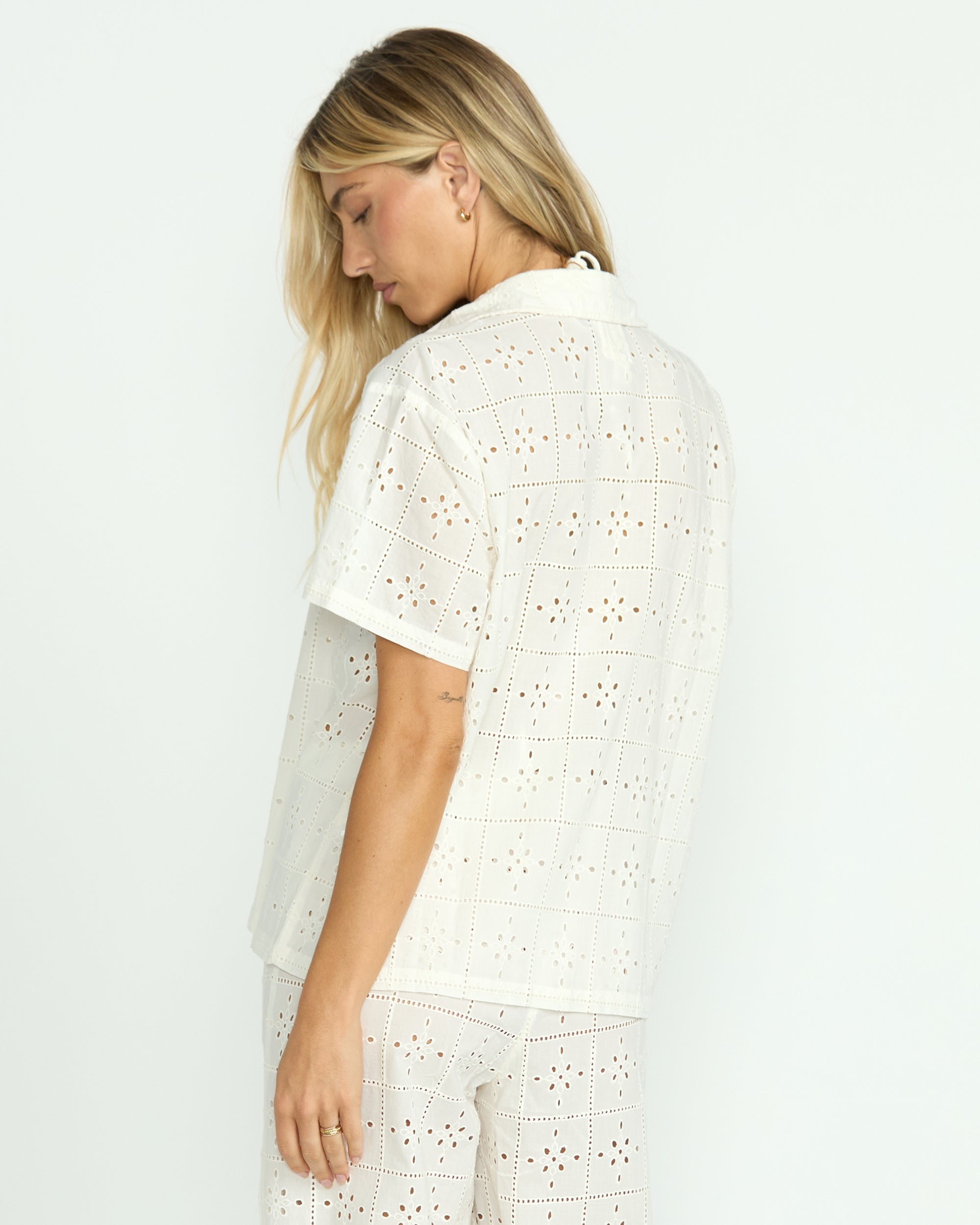 Eyelet Crush Beach Coverup Top - Salt Crystal - Image 3