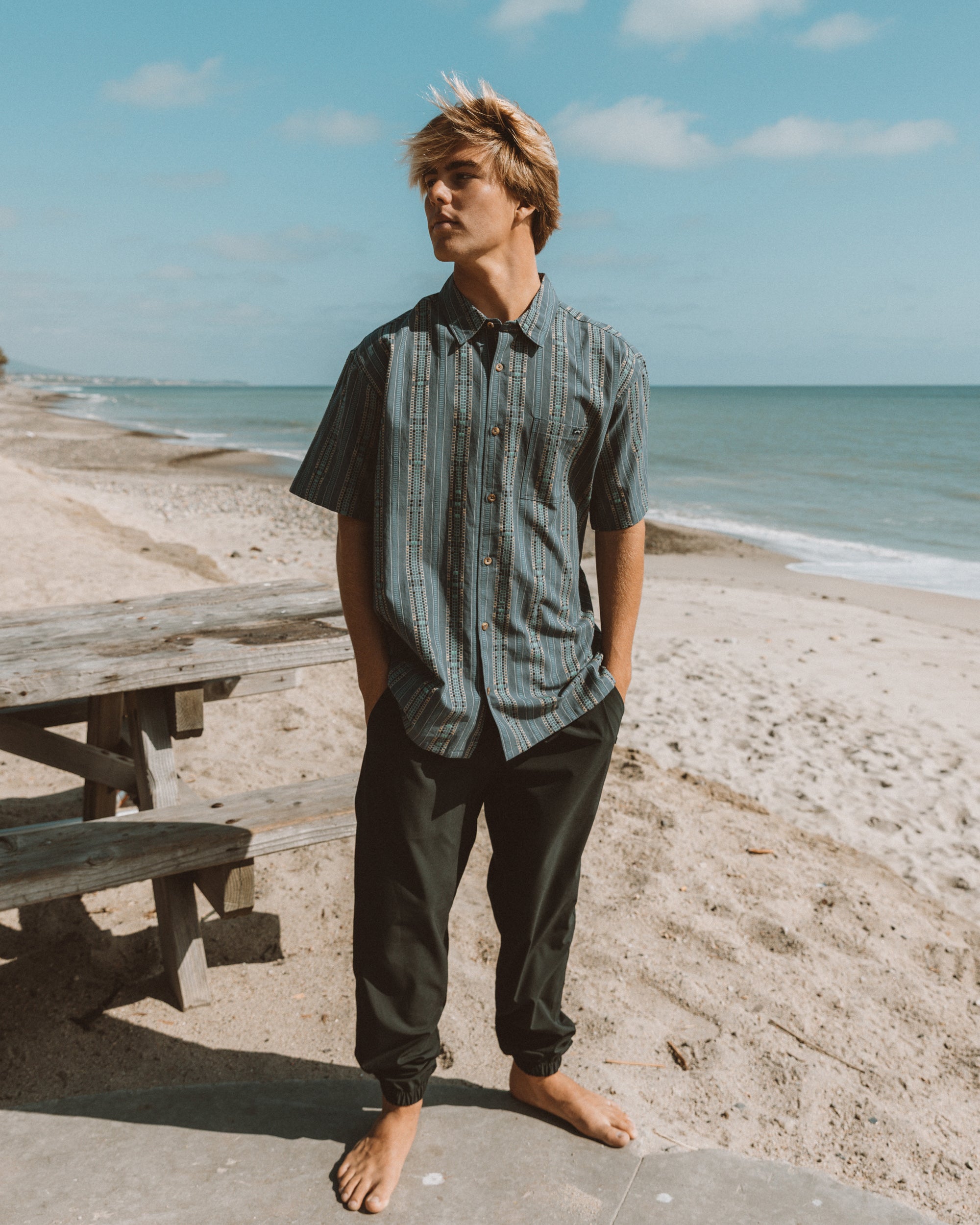 Sundays Jacquard Short Sleeve Shirt - Dark Navy - Image 3