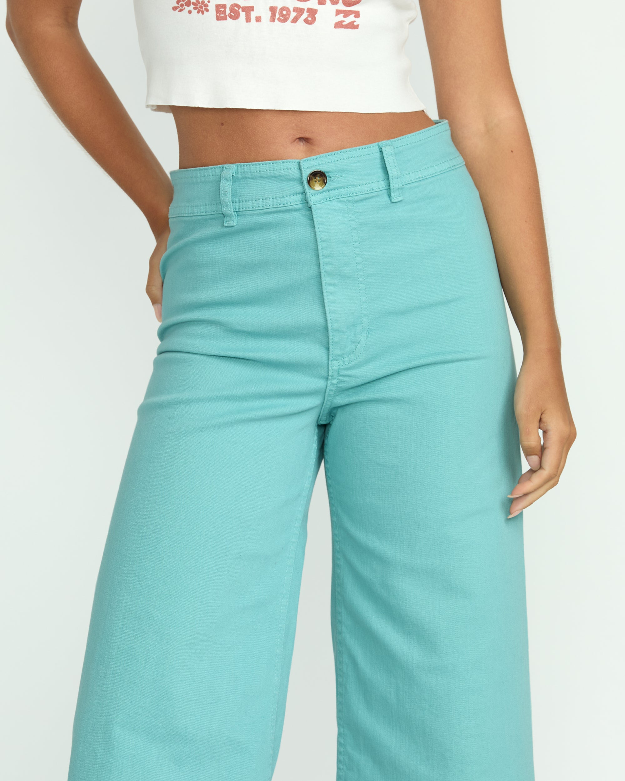 Free Fall High-Waist Pants - Misty Blue - Image 2