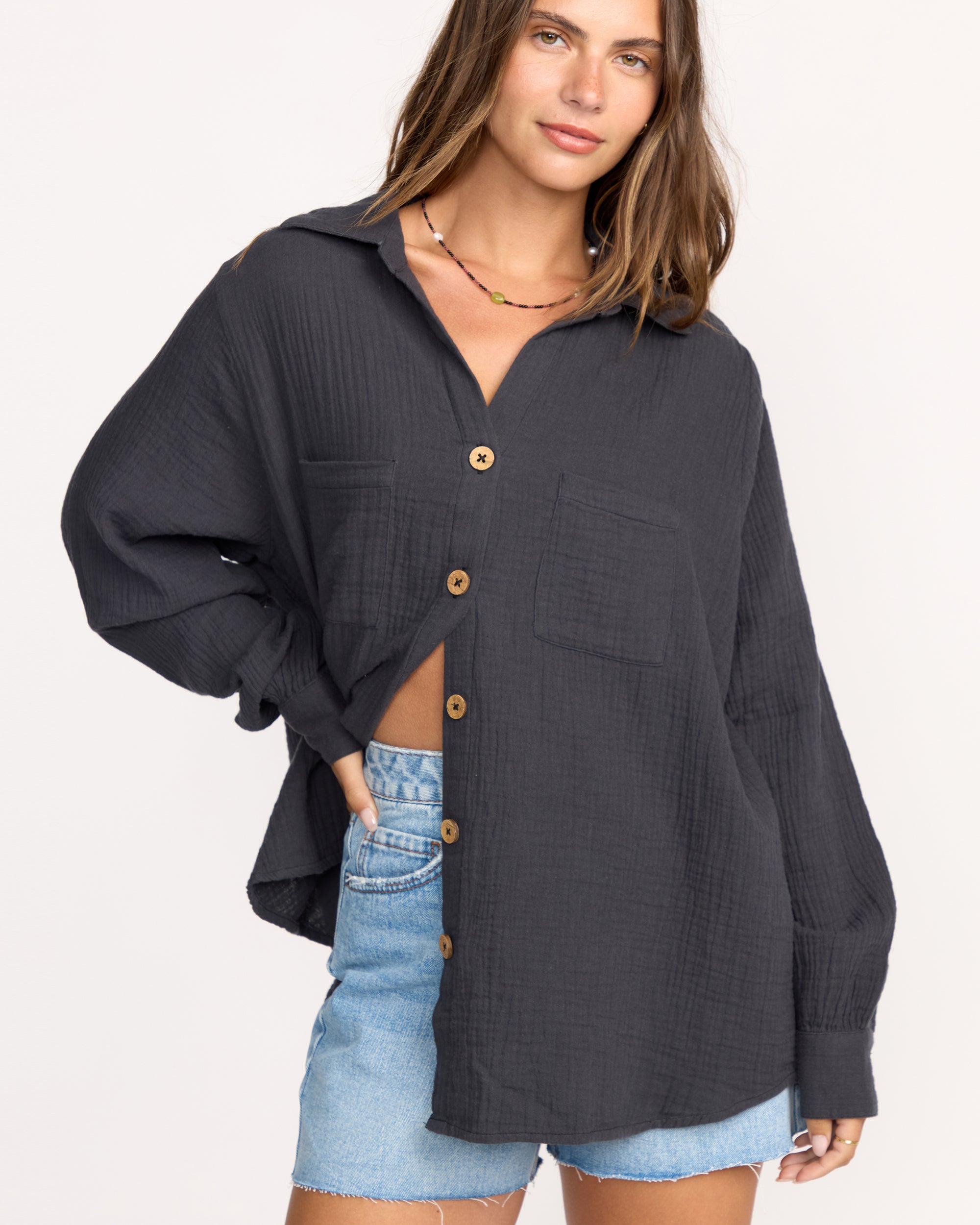 Sweet Swell Long Sleeve Shirt - Black Sands - Image 2