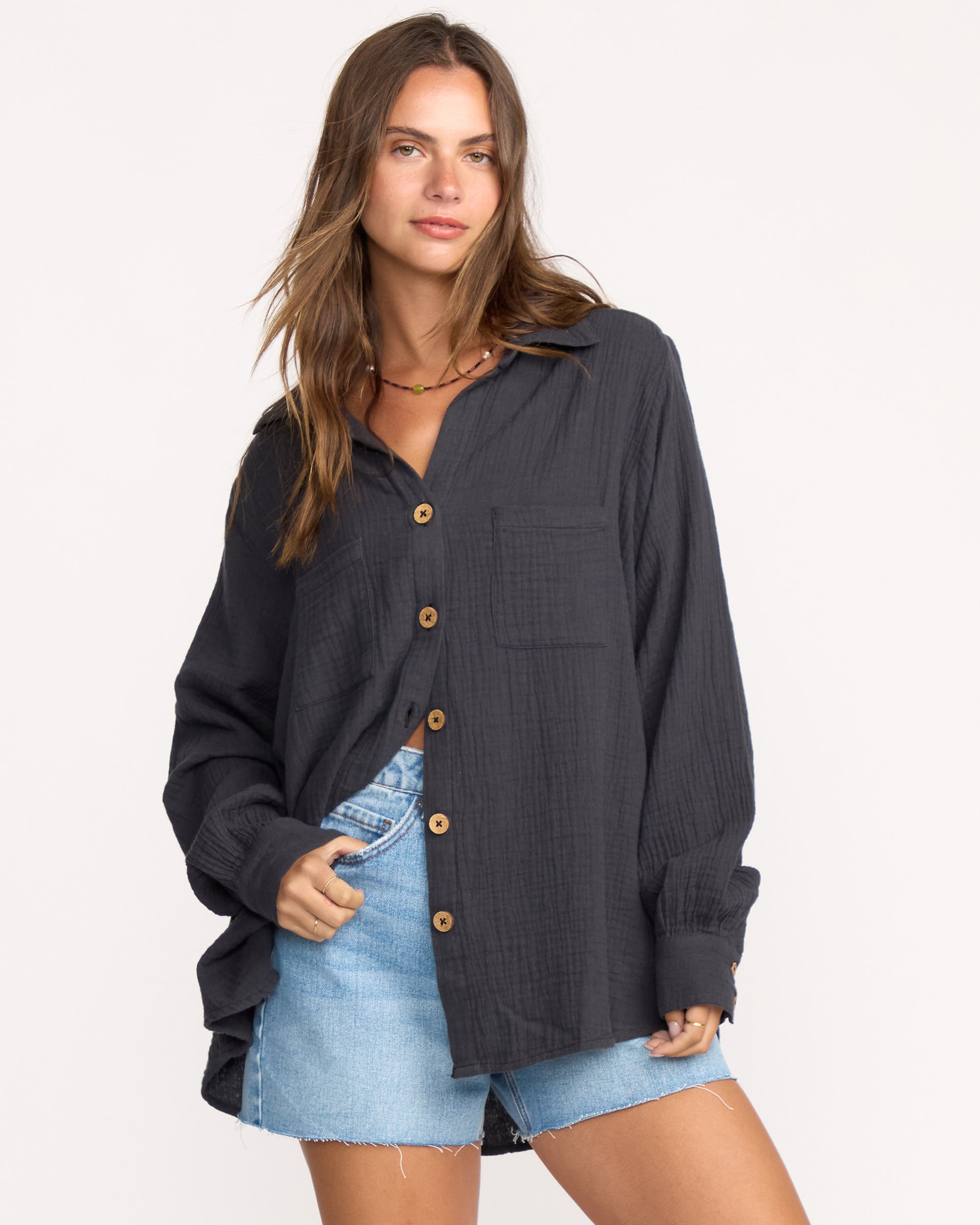 Sweet Swell Long Sleeve Shirt - Black Sands