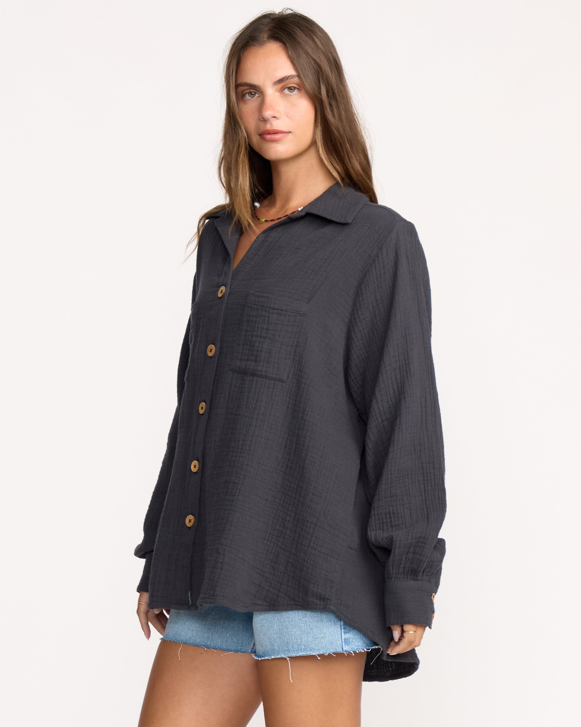 Sweet Swell Long Sleeve Shirt - Black Sands - Image 4