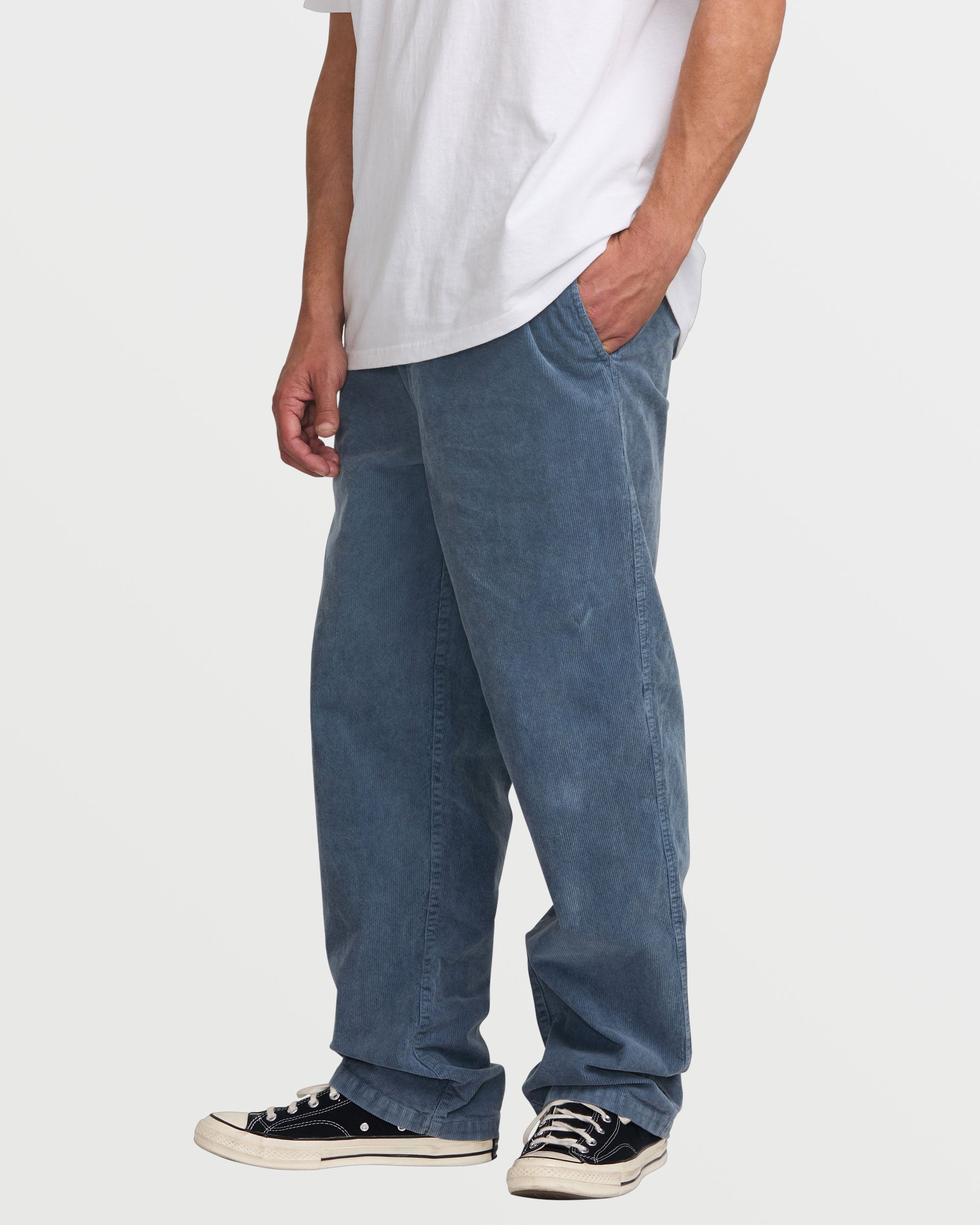 Larry Elastic Waist Corduroy Pants - Slate Blue - Image 3