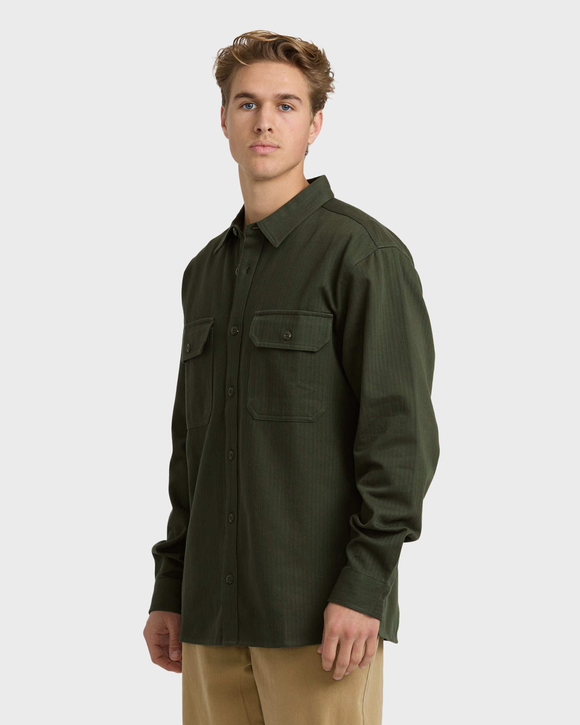 Fort Garage Long Sleeve Shirt - Olive - Image 4