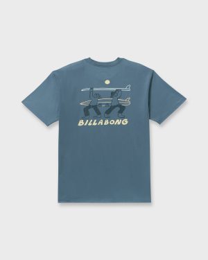 Split The Peak Regular Short Sleeve T-Shirt - Steel Blue