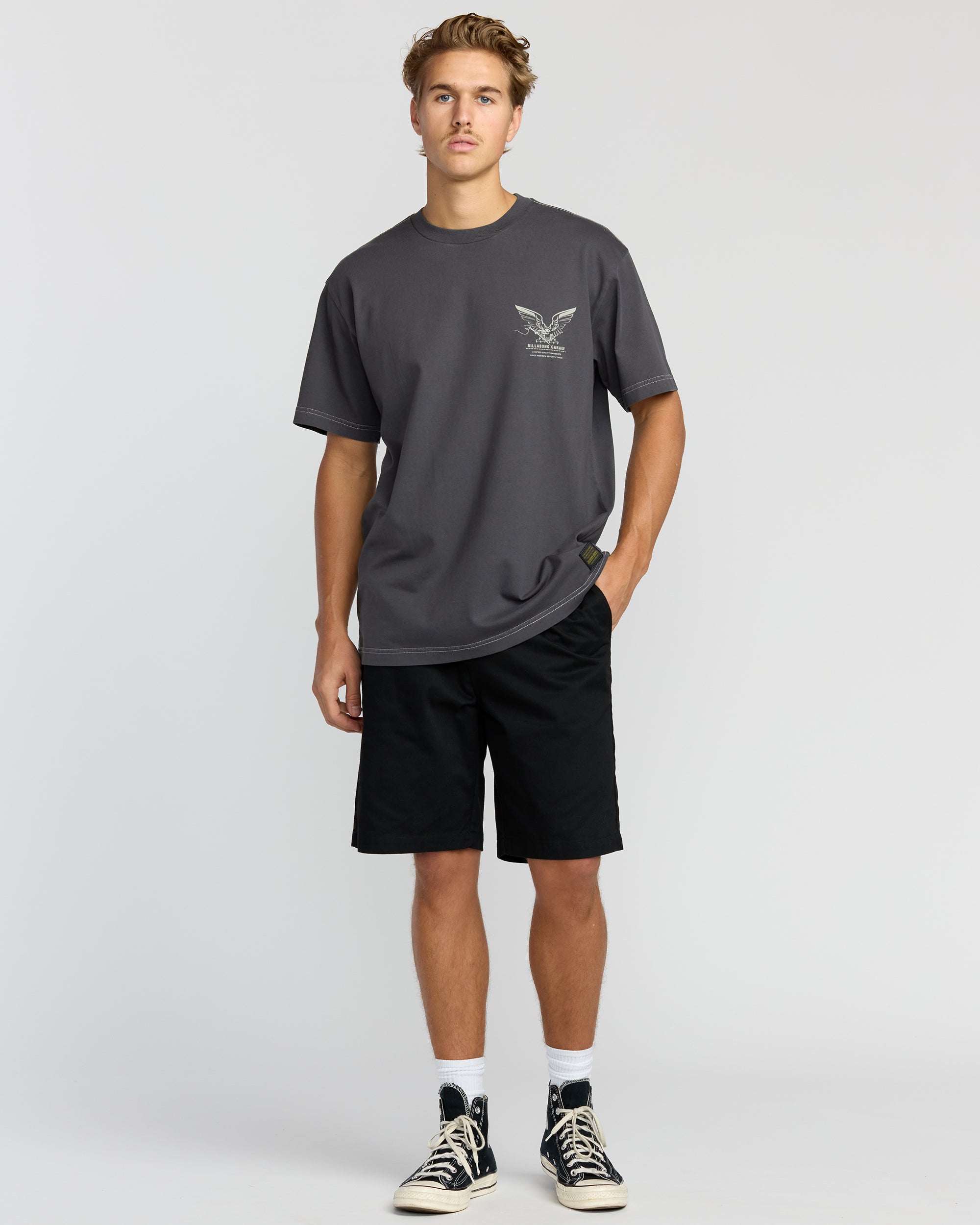 Bird Of Prey Garage OG Short Sleeve T-Shirt - Washed Black - Image 2