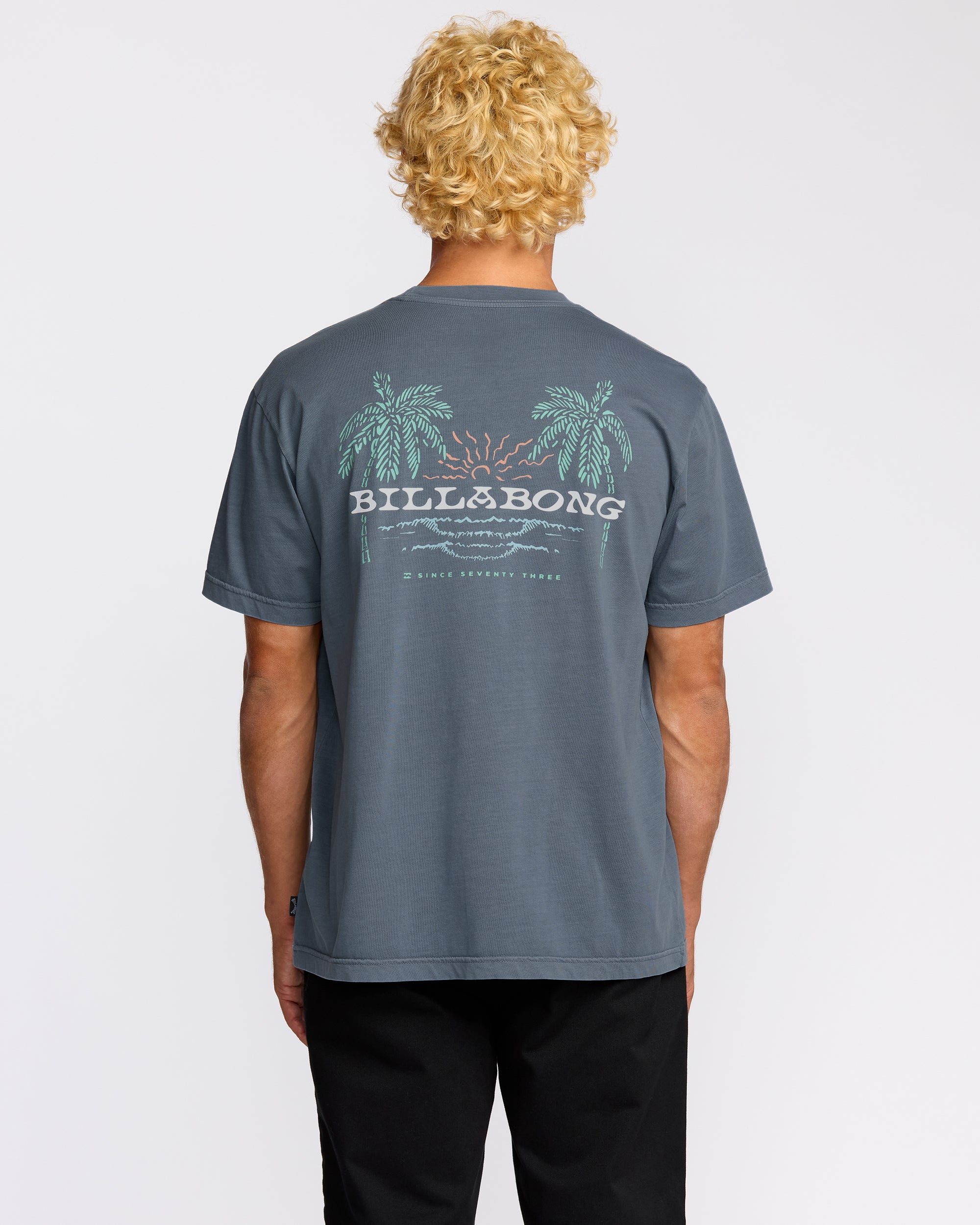 Social Lounge Premium Wave Wash Short Sleeve T-Shirt - Steel Blue - Image 2