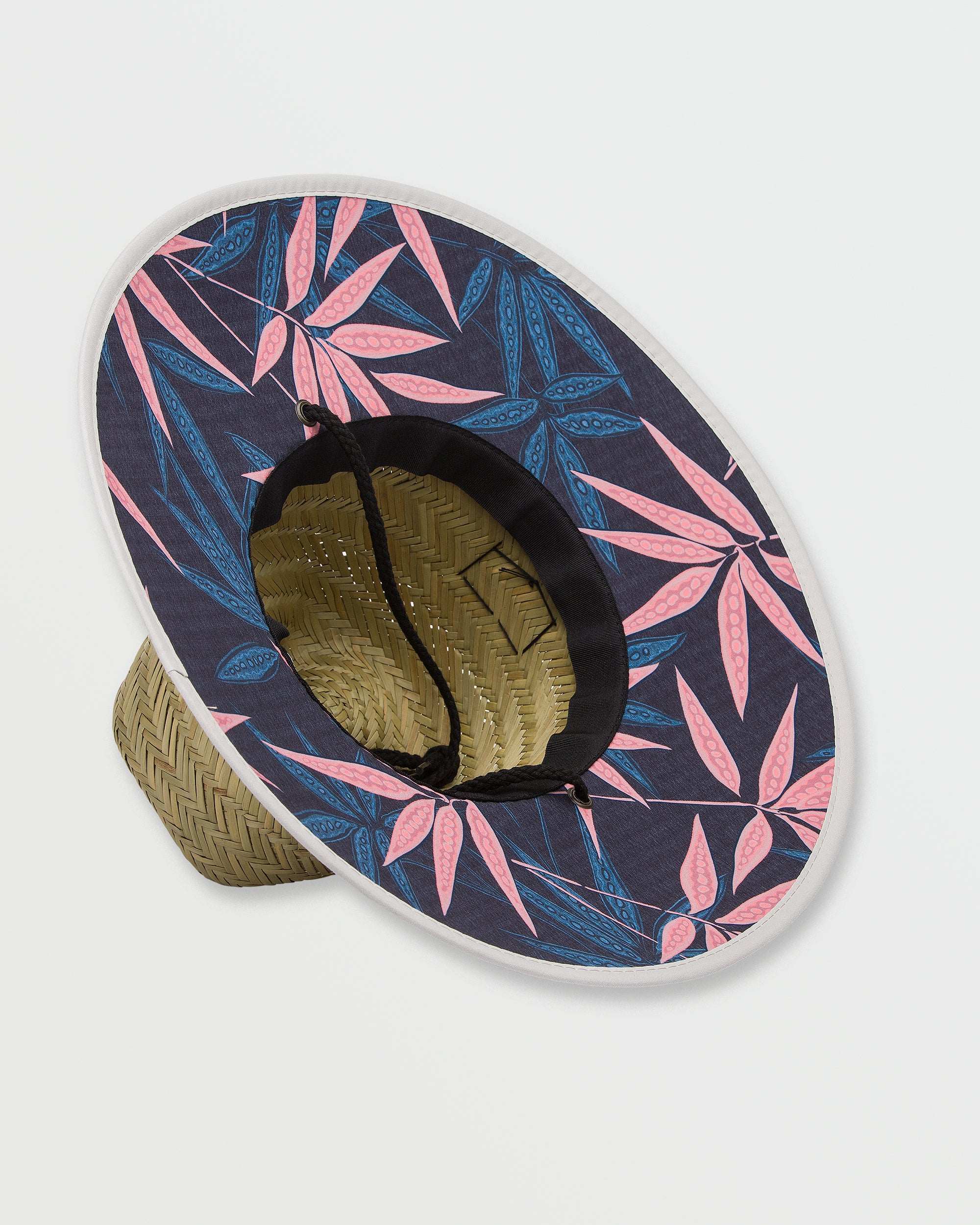 Tides Print Straw Hat - Deep Blue - Image 3