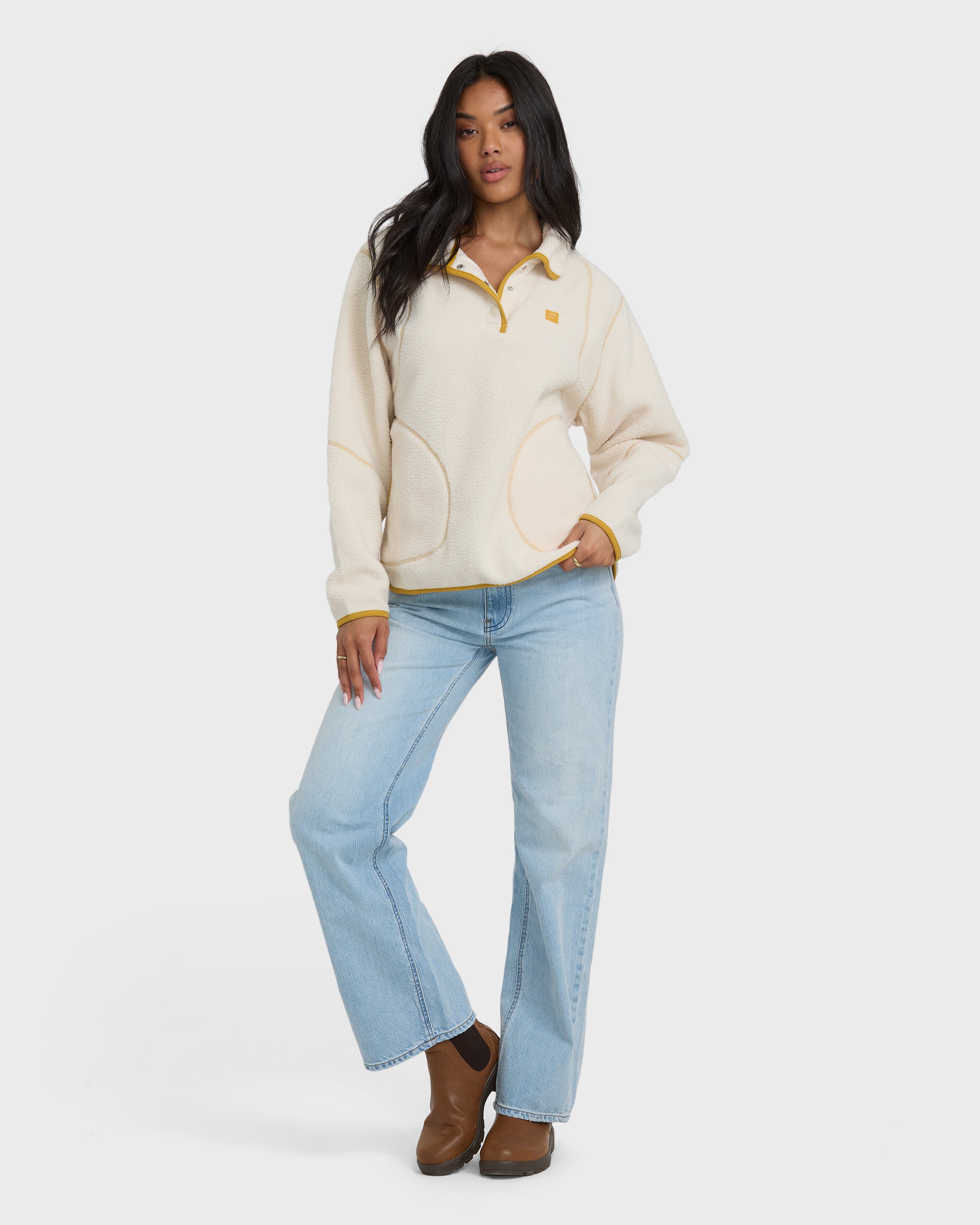 Streamer Half Snap Sherpa Fleece Pullover - Whitecap - Image 3