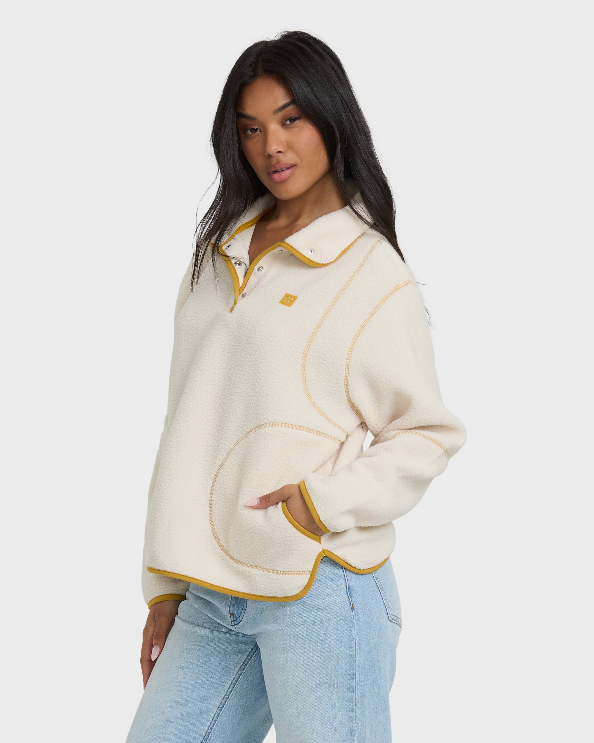 Streamer Half Snap Sherpa Fleece Pullover - Whitecap - Image 4