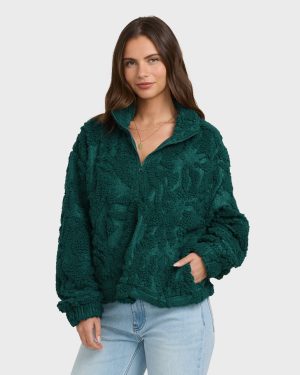 All The Time Sherpa Half Zip Sweatshirt - Spruce Green