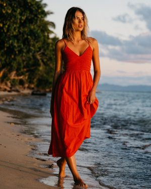 Such A Trip Midi Dress - Red Aloha